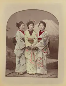 Three Girls, 1870s-1890s. Creator: Kusakabe Kimbei