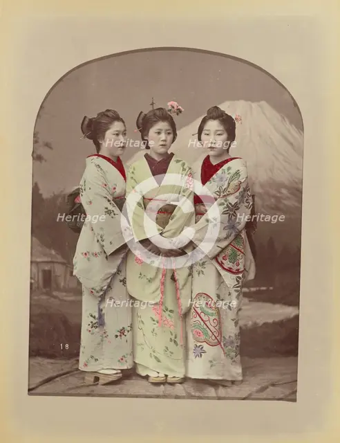 Three Girls, 1870s-1890s. Creator: Kusakabe Kimbei.
