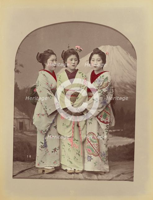 Three Girls, 1870s-1890s. Creator: Kusakabe Kimbei.