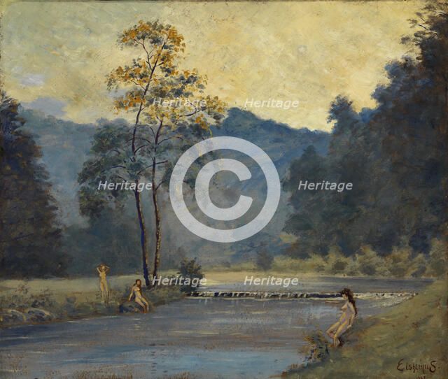 Three Girls and River, 1907. Creator: Louis Michel Eilshemius.