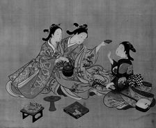 Three Girls Having Tea, 19th century. Creator: Nishikawa Sukenobu