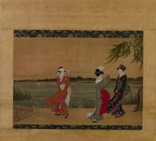 Three Girls on a Riverbank, early 19th century. Creator: Torii Kiyonaga