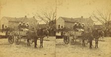 Three graces, [Three women in a mule cart], (1868-1900?). Creator: Unknown