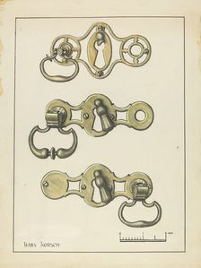 Three Door Handles, 1935/1942. Creator: Hans Korsch
