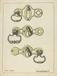 Three Door Handles, 1935/1942. Creator: Hans Korsch