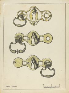 Three Door Handles, 1935/1942. Creator: Hans Korsch