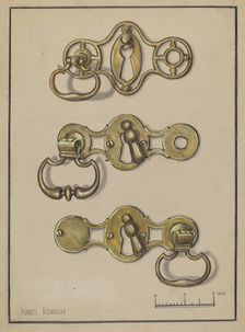 Three Door Handles, c. 1936. Creator: Hans Korsch