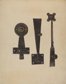 Three Door Latches, c. 1938. Creator: Al Curry