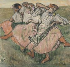 Three dancers in Ukrainian dress, late 19th-early 20th century. Creator: Edgar Degas