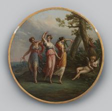 Three dancing nymphs and a reclining cupid in a landscape, ca. 1772. Creator: Antonio Zucchi
