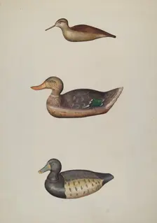Three Decoy Ducks, c. 1937. Creator: Harriette Gale