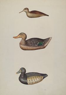 Three Decoy Ducks, c. 1937. Creator: Harriette Gale