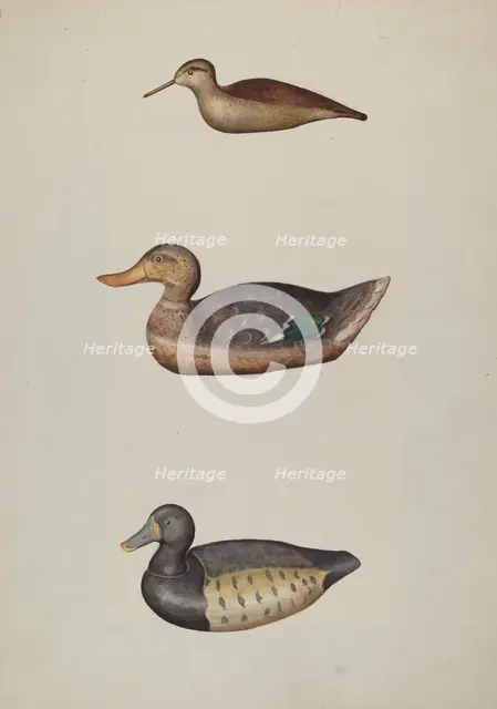 Three Decoy Ducks, c. 1937. Creator: Harriette Gale.