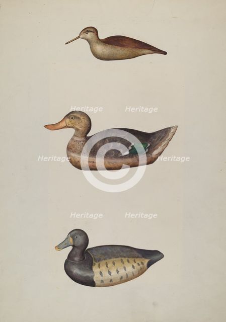 Three Decoy Ducks, c. 1937. Creator: Harriette Gale.