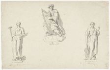 Three designs for organ decoration: Singing, King David and Music, 1741-1801. Creator: Anthony Ziesenis