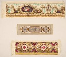 Three designs for painted borders to decorate a room, 19th century. Creators: Jules-Edmond-Charles Lachaise, Eugène-Pierre Gourdet
