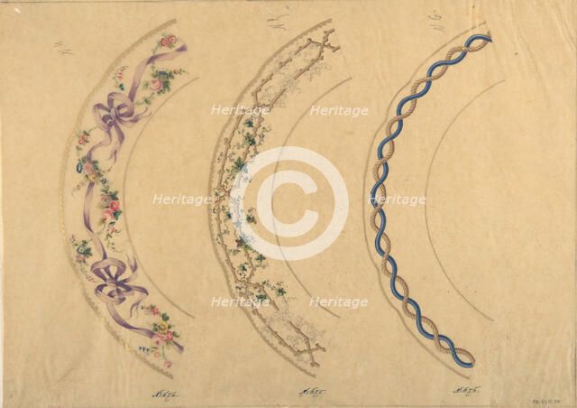 Three Designs for Plate Borders, 19th century. Creator: Anon.