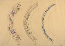 Three Designs for Plate Borders, 19th century. Creator: Anon