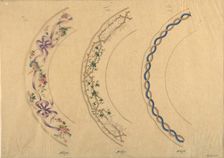 Three Designs for Plate Borders, 19th century. Creator: Anon