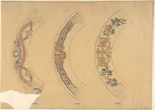 Three Designs for Plate Borders (recto); Three Designs for Plate Borders (verso), 19th century. Creator: Anon