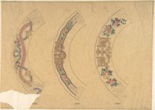 Three Designs for Plate Borders (recto); Three Designs for Plate Borders (verso), 19th century. Creator: Anon
