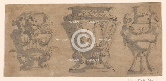 Three designs for vases, c.1780-c.1800. Creator: Unknown.