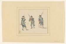 Three disabled soldiers, 1700-1800. Creator: Anon