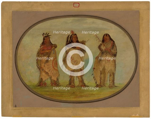 Three Distinguished Warriors of the Sioux Tribe, 1861. Creator: George Catlin.