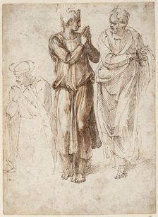 Three draped figures, with hands joined, 1496-1503. Creator: Buonarroti, Michelangelo (1475-1564)