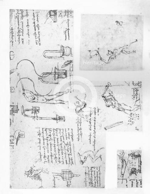 Three drawings illustrating the theory of the movements of the human figure, c1472-c1519 (1883). Artist: Leonardo da Vinci.