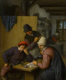 Three Drinking and Smoking Farmers in a Tavern, 1667. Creator: Adriaen van Ostade