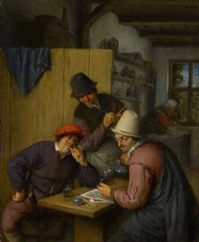 Three Drinking and Smoking Farmers in a Tavern, 1667. Creator: Adriaen van Ostade