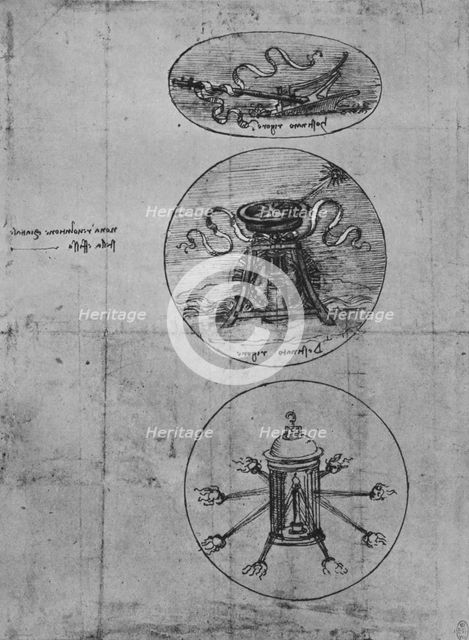 'Three Emblems', c1480 (1945). Artist: Leonardo da Vinci.