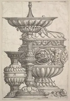 Three Elegant Vessels on a White Background, ca. 1525. Creator: Albrecht Altdorfer