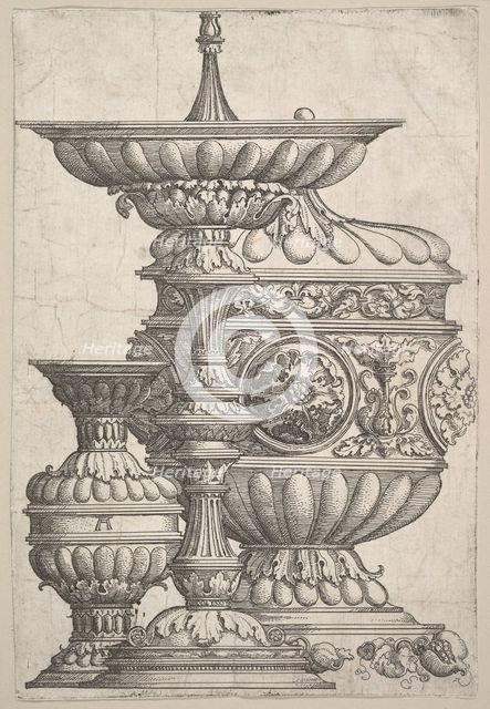 Three Elegant Vessels on a White Background, ca. 1525. Creator: Albrecht Altdorfer.