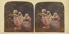 Three European women in native costumes, about 1860. Creator: D.X.
