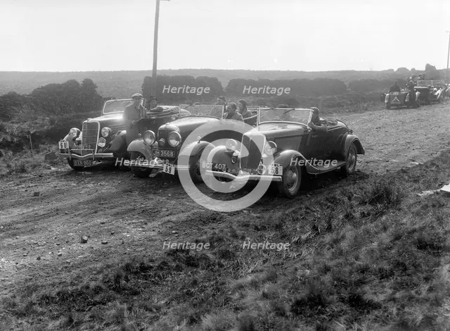 Three Ford V8s at the Sunbac Inter-Club Team Trial, 1935. Artist: Bill Brunell.