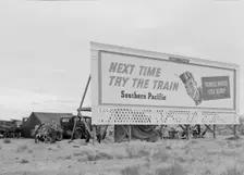 Three families camped on the plains along US 99 in California, 1938. Creator: Dorothea Lange