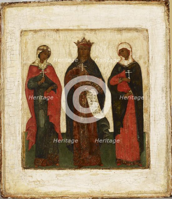 Three female martyrs, Russian, 1540-1599. Creator: Unknown.