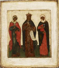 Three female martyrs, Russian, 1540-1599. Creator: Unknown