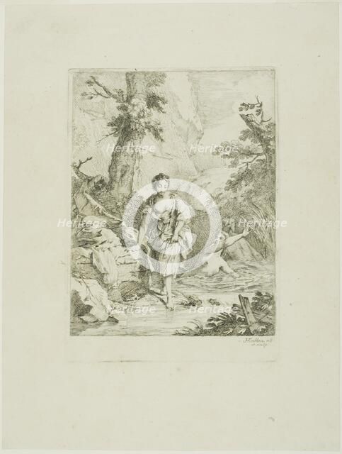 Three Female Bathers, Two in the Water, the Third Getting in by Herself, 1742/89. Creator: Johann Heinrich Tischbein.