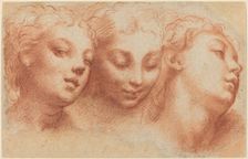 Three Feminine Heads, c. 1522/1524. Creator: Parmigianino
