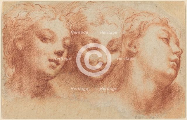 Three Feminine Heads, c. 1522/1524. Creator: Parmigianino.