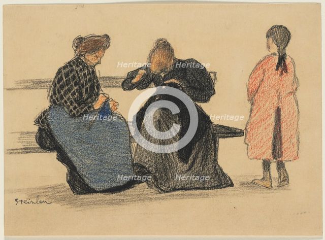 Three Figures, 1900s. Creator: Théophile Alexandre Steinlen (Swiss, 1859-1923).