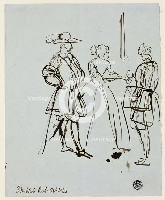 Three Figures, April 21, 1855. Creator: Edward Matthew Ward.