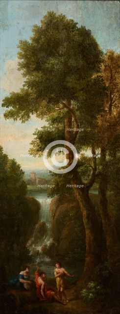 Three Figures in a Landscape-Fragment of a Painting, c1650. Creator: Unknown.