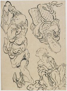 Three figures, late 18th-early 19th century. Creator: Hokusai