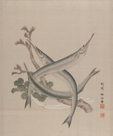 Three Fishes and a Branch, ca. 1890-92. Creator: Seki Shuko