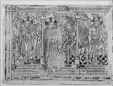 Three Fragments of a Passion Frieze: The Kiss of Judas, Christ before Pilate, ..., probably 1460-69. Creator: Anon