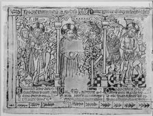 Three Fragments of a Passion Frieze: The Kiss of Judas, Christ before Pilate, ..., probably 1460-69. Creator: Anon